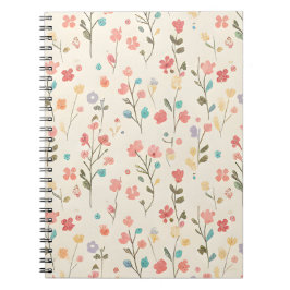 Delicate watercolor wilde bloemstengels op crème notitieboek