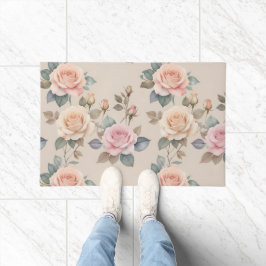 Delicate watercolorrozen in zachte pastelkleuren deurmat