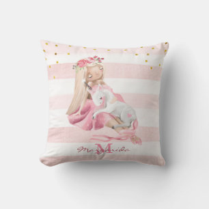 Delicate Waterverf Ballerina en Baby Unicorn Th Kussen