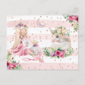 Delicate Waterverf Ballerina en Unicorn Briefkaart (Voorkant)