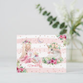 Delicate Waterverf Ballerina en Unicorn Briefkaart (Staand voorkant)