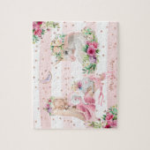 Delicate Waterverf Ballerina en Unicorn Monogram Legpuzzel (Verticaal)