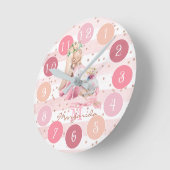 Delicate Waterverf Ballerina en Unicorn Monogram Ronde Klok (Hoek)