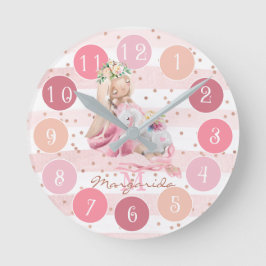 Delicate Waterverf Ballerina en Unicorn Monogram Ronde Klok