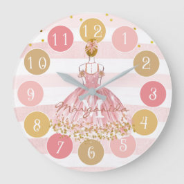 Delicate Waterverf Ballerina Pink Monogram Grote Klok