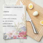 Delicate Waterverf Bloemen Border Art Theedoek (Quarter Fold)