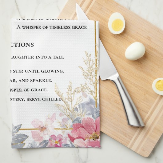 Delicate Waterverf Bloemen Border Art Theedoek (Quarter Fold)