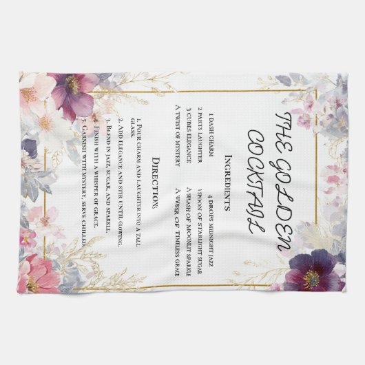 Delicate Waterverf Bloemen Border Art Theedoek (Horizontaal)