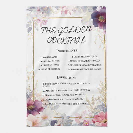 Delicate Waterverf Bloemen Border Art Theedoek (Verticaal)