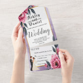 Delicate Waterverf Bloemenbruid en bruidegom bruil All In One Uitnodiging (Afscheurbaar)