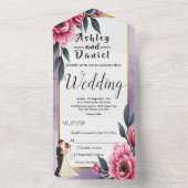 Delicate Waterverf Bloemenbruid en bruidegom bruil All In One Uitnodiging (Binnen)