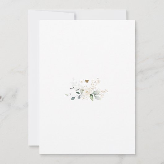 Delicate Waterverf Bloemige Bladeren Gouden Bruilo Kaart (Achterkant)