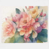 Delicate Waterverf bloemschilderij Fleece Deken (Voorkant (Horizontaal))