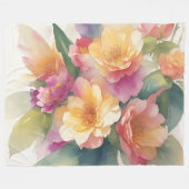 Delicate Waterverf bloemschilderij Fleece Deken (Voorkant (Horizontaal))