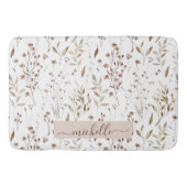 Delicate Waterverf Brown Flowers Leaves Pattern Badmat (Voorkant)