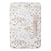 Delicate Waterverf Brown Flowers Leaves Pattern Badmat (Voorkant Verticaal)