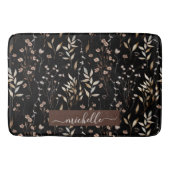 Delicate Waterverf Brown Flowers Leaves Pattern Badmat (Voorkant)