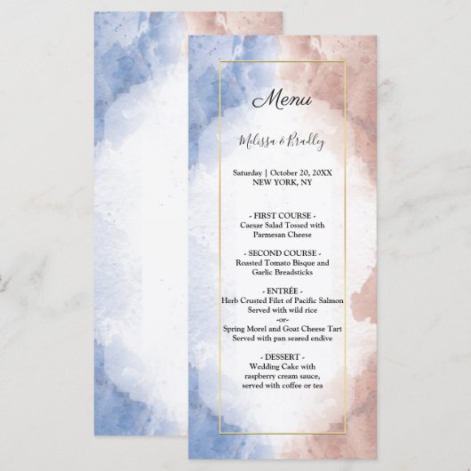 Delicate waterverf doet denken aan golf Bruiloftsm Programmakaart (Voorkant / Achterkant)