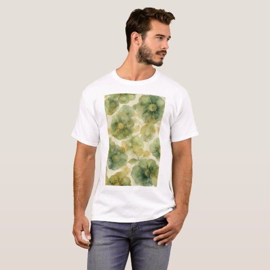 Delicate Waterverf Floral Design T-shirt (Voorkant volledig)