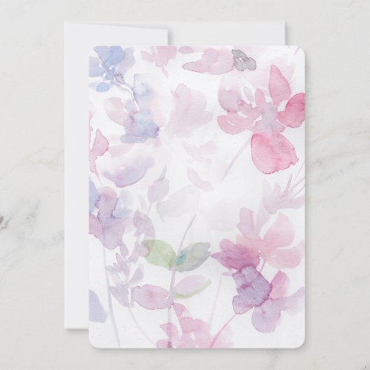 Delicate Waterverf Flower Wedding Invitation Kaart (Achterkant)