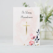 Delicate Waterverf Flowers Catholic Funeral Bedankkaart (Staand voorkant)