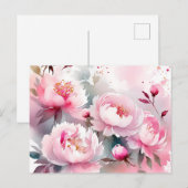 Delicate Waterverf Flowers in Zacht Roze Briefkaart (Voorkant / Achterkant)