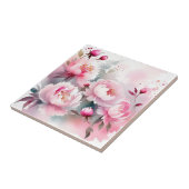 Delicate Waterverf Flowers in Zacht Roze Tegeltje (Zijkant)