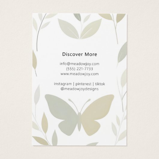 Delicate Waterverf Foliage Butterfly Art Kaart (Achterkant)