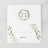 Delicate Waterverf Foliage Wedding Place Card Plaatskaartje (Buitenkant ongevouwen)