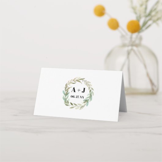 Delicate Waterverf Foliage Wedding Place Card Plaatskaartje (Achterkant)