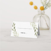 Delicate Waterverf Foliage Wedding Place Card Plaatskaartje (Voorkant)