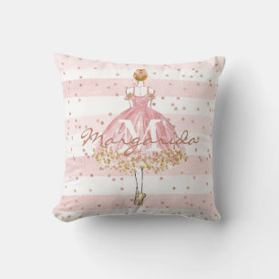 Delicate Waterverf  Girl Monogram Kussen