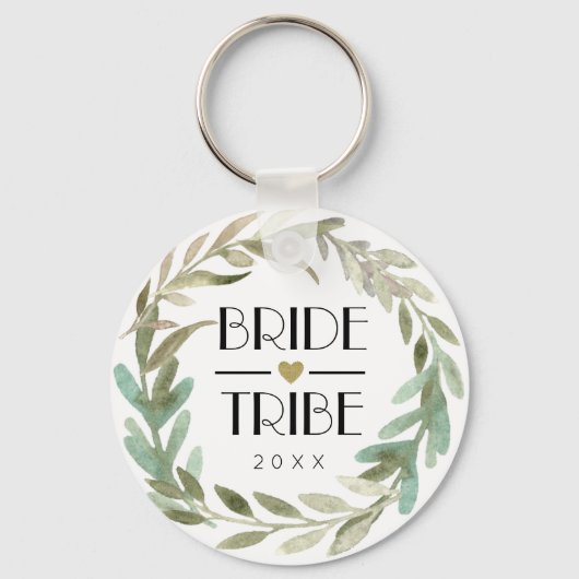 Delicate Waterverf Greenery Bride Tribe Sleutelhan Sleutelhanger (Voorkant)