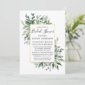 Delicate Waterverf Greenery Sage Green Shower Kaart (Staand voorkant)