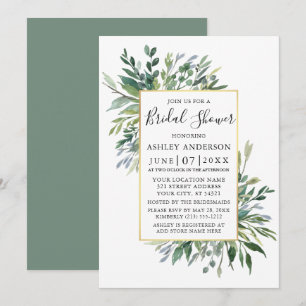 Delicate Waterverf Greenery Sage Green Shower Kaart