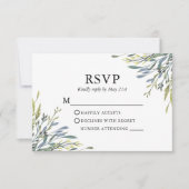 Delicate Waterverf Greenery Sage Green Wedding RSVP Kaartje (Voorkant)