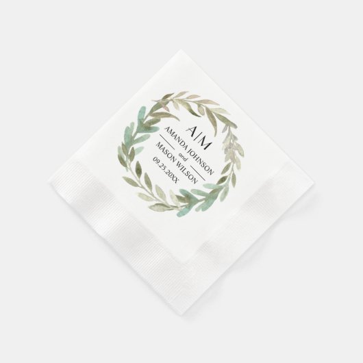 Delicate Waterverf Greenery Wedding Party Paper Servet (Hoek)