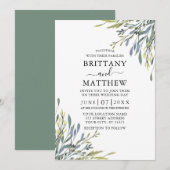 Delicate Waterverf Greenery Wedding Sage Green Kaart (Voorkant / Achterkant)