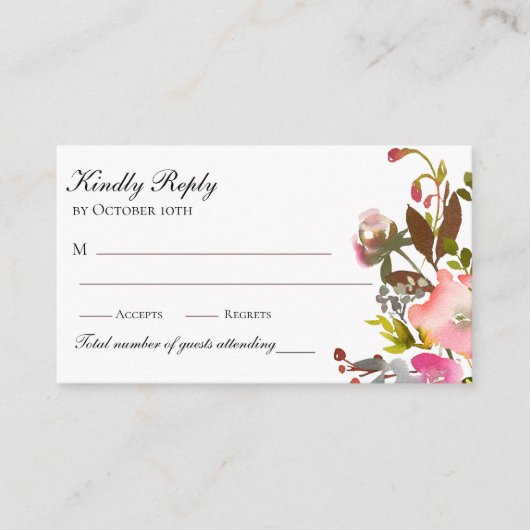 Delicate Waterverf herfst Rozen QR Informatiekaartje (Voorkant)