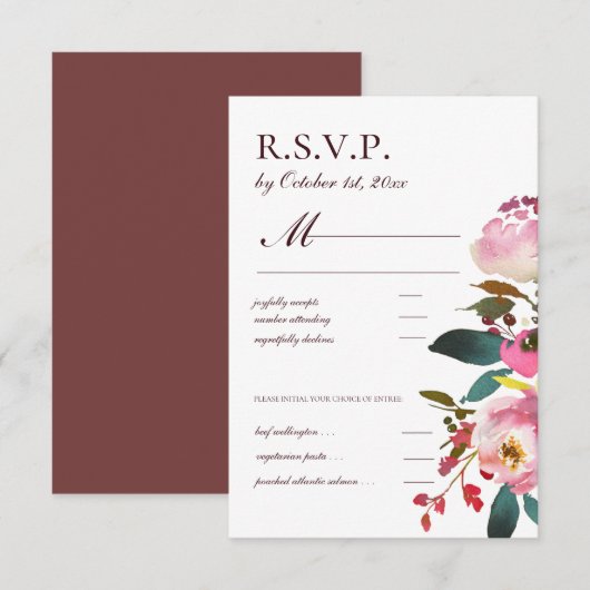 Delicate Waterverf herfst Rozen RSVP (Voorkant / Achterkant)