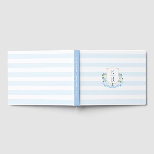 Delicate Waterverf Kustmonogram Bruiloft Gastenboek (Volledig)