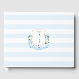 Delicate Waterverf Kustmonogram Bruiloft Gastenboek