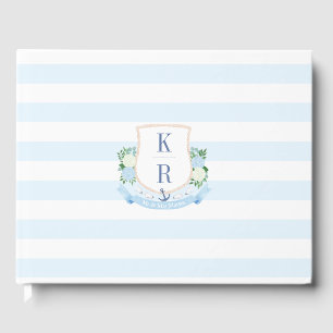 Delicate Waterverf Kustmonogram Bruiloft Gastenboek