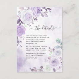 Delicate Waterverf Lavender Paarse Florals Informatiekaartje