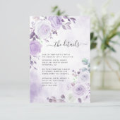 Delicate Waterverf Lavender Paarse Florals Informatiekaartje (Staand voorkant)