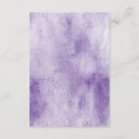 Delicate Waterverf Lavender Paarse Florals Informatiekaartje (Achterkant)