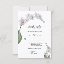 Delicate Waterverf Orchid Flowers Bloom Wedding RSVP Kaartje