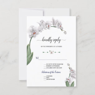 Delicate Waterverf Orchid Flowers Bloom Wedding RSVP Kaartje