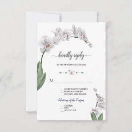 Delicate Waterverf Orchid Flowers Bloom Wedding RSVP Kaartje