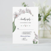 Delicate Waterverf Orchid Flowers Bloom Wedding RSVP Kaartje (Staand voorkant)